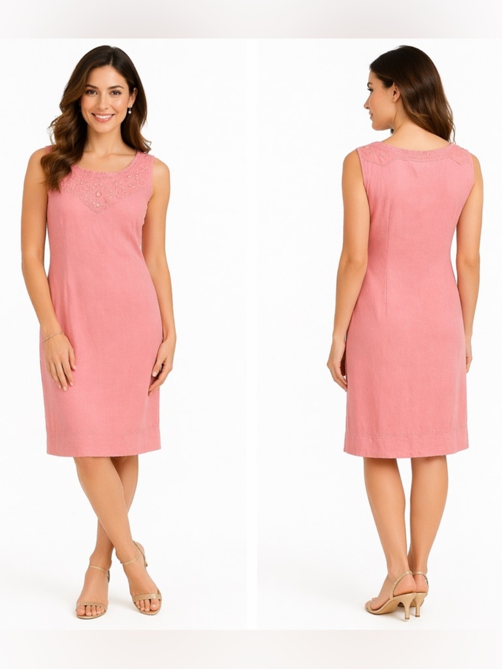 H.O.G Pink Sleeveless Dress with Delicate Trim